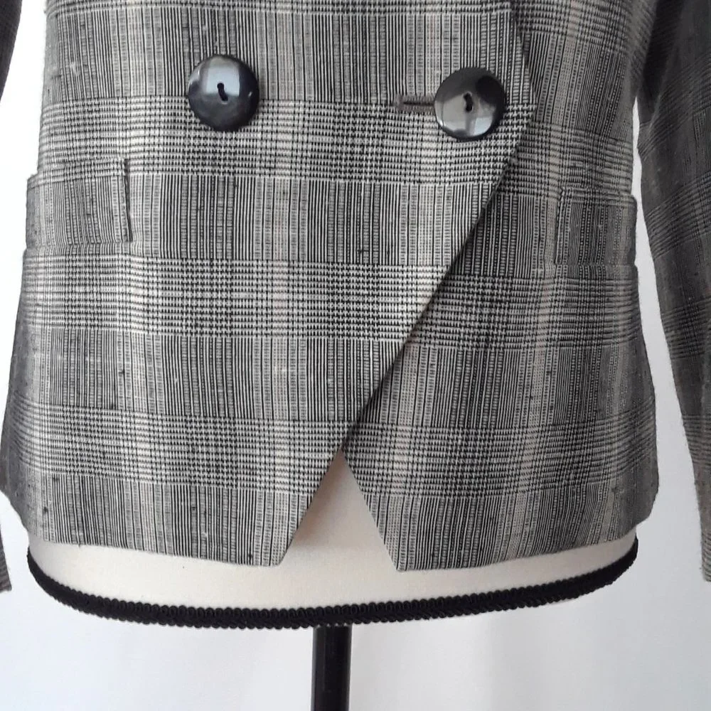 Vintage 1990s Petite Sophisticate Black & Pink Glen Check Blazer - Picture 11 of 16
